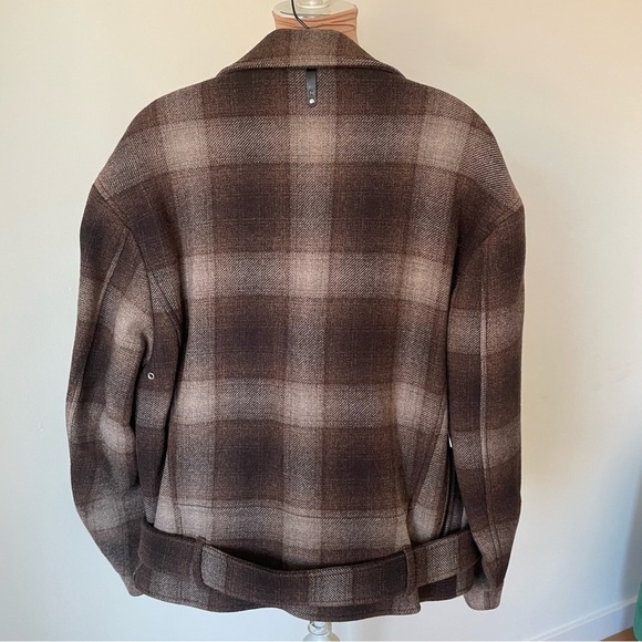 Mackage Men’s Clement Brown Plaid Wool Biker Motorcycle Jacket EUC Size 38/M - Picture 5 of 12